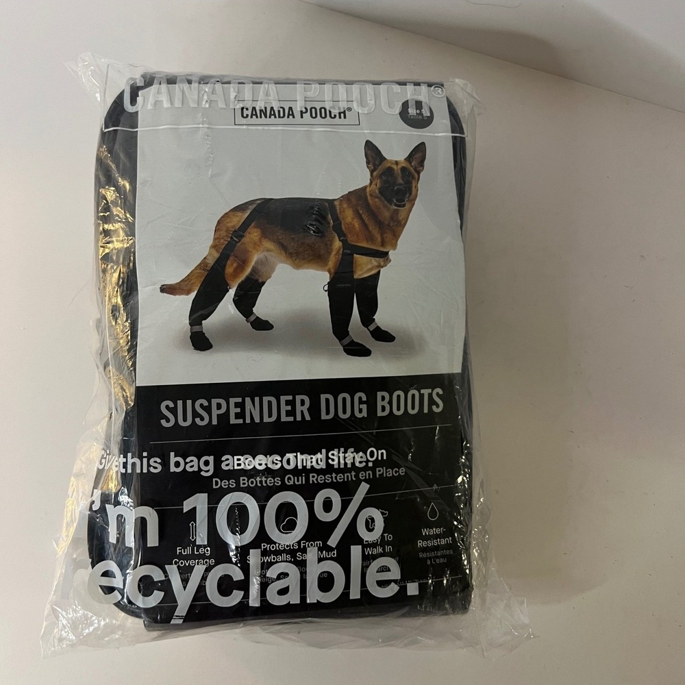 Canada Pooch Suspender Dog‎ Boots Black Size 5 German Shepherd Labs NIP